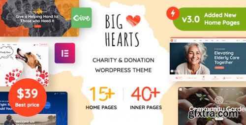 Themeforest - BigHearts - Charity &amp; Donation WordPress Theme 28941982 v3.0.0 - Nulled