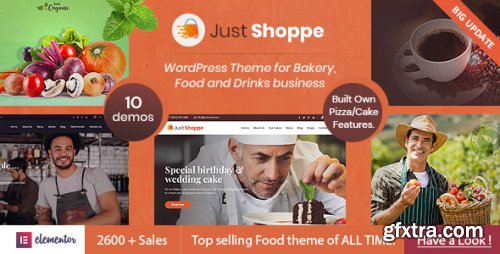 Themeforest - Justshoppe - Elementor Cake, Bakery &amp; Food WordPress 4747148 v12.3 - Nulled