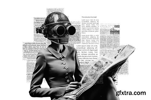 Newspaper Cutout Collage Photo Effect 7PS4CSN