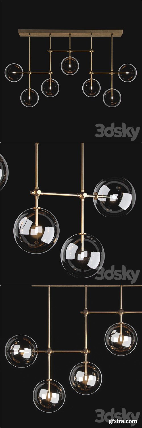 RESTORATION HARDWARE GLASS GLOBE LINEAR CHANDELIER 60