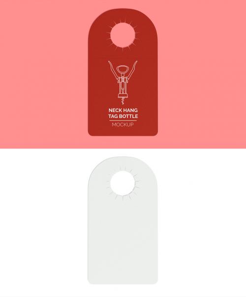 Top View Bottle Neck Hang Tag Mockup 646307334