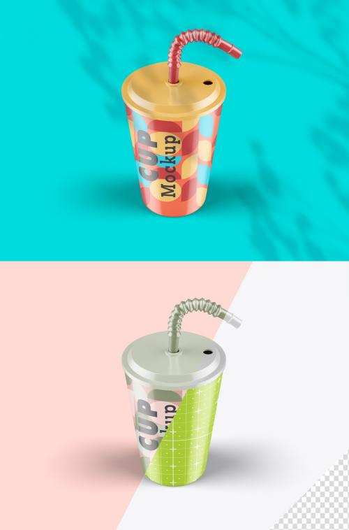 Plastic Cup with Straw Mockup 645960363