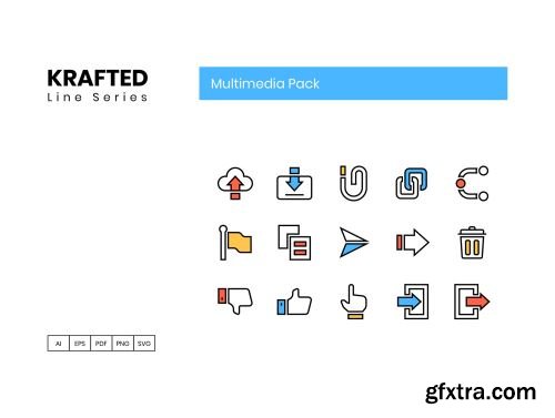 65 Multimedia Icons | Krafted Series Ui8.net