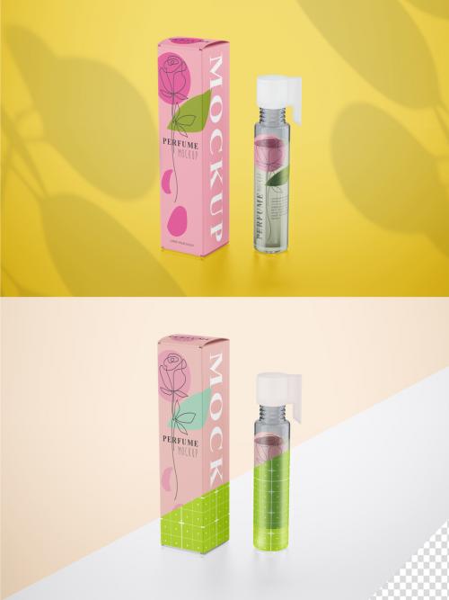 Glass Sample Vial Sprayer With Box Mockup 645960330