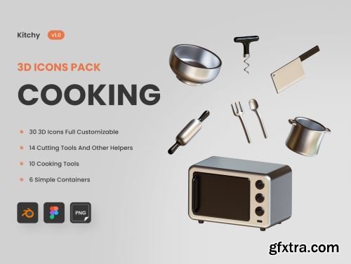 Kitchy - 3D Cooking ware Icons Ui8.net