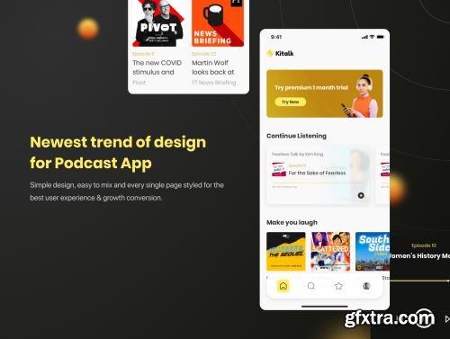 Kitalk - Podcast App UI Kit Ui8.net