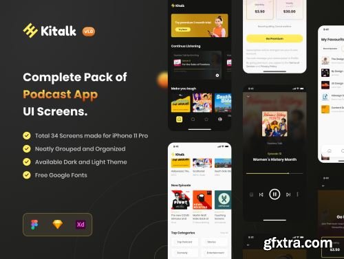 Kitalk - Podcast App UI Kit Ui8.net