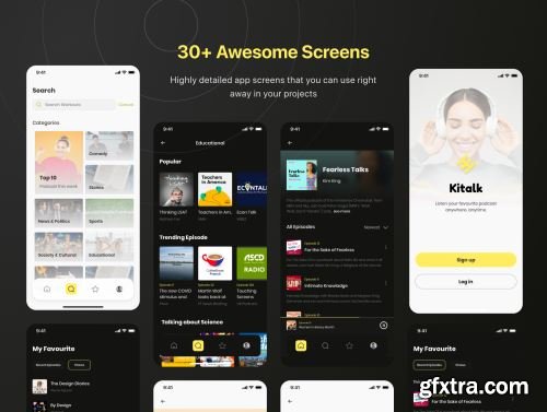 Kitalk - Podcast App UI Kit Ui8.net