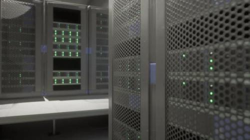 Videohive - Shot of Corridor in Working Data Center Full of Rack Servers and Supercomputers - 48097566 - 48097566