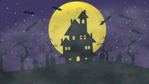 Videohive - Happy Halloween Background Bats Flying Air - 48076662 - 48076662