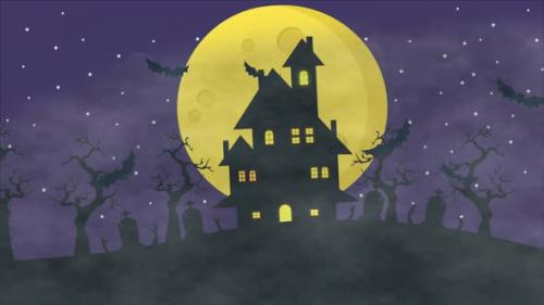 Videohive - Happy Halloween Background Bats Flying Air - 48076665 - 48076665