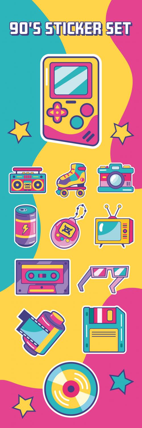 90's Retro Cartoon Sticker Set 646579225