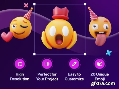 Emoty - 3D Party & Celebration Emoji Set Ui8.net