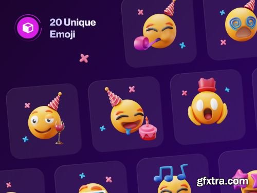 Emoty - 3D Party & Celebration Emoji Set Ui8.net