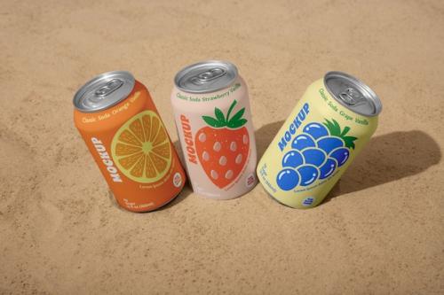 Premium PSD | Soda on the beach mockup Premium PSD