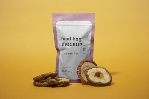 Premium PSD | Bag mockup with dehydrated fruit Premium PSD