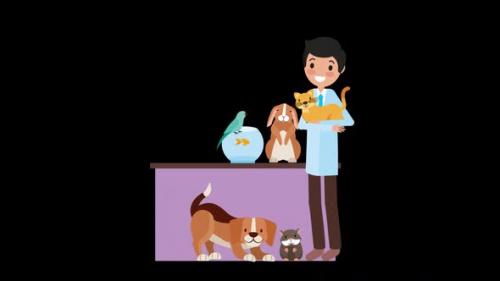 Videohive - Veterinary Doctor with Animals Clinic Alpha Channel - 48093646 - 48093646