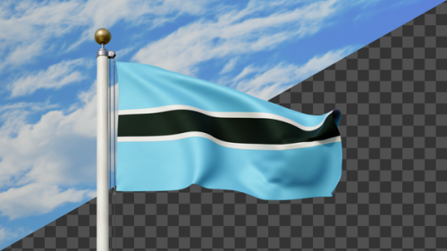 Videohive - Botswana Flag Waving on a Flag Pole, Alpha Included - 48093655 - 48093655