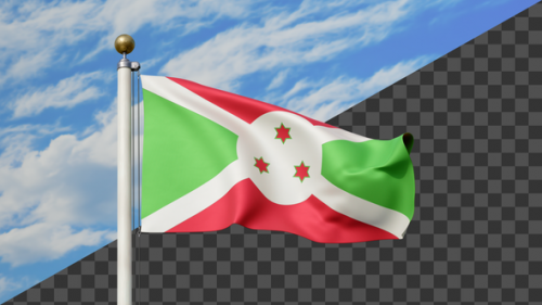 Videohive - Burundi Flag Waving on a Flag Pole, Alpha Included - 48093656 - 48093656