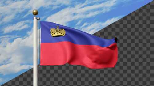 Videohive - Liechtenstein Flag Waving on a Flag Pole, Alpha Included - 48093657 - 48093657