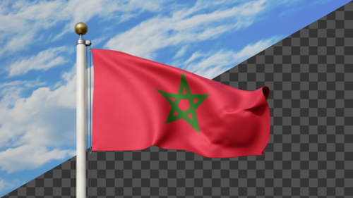 Videohive - Morocco Flag Waving on a Flag Pole, Alpha Included - 48093659 - 48093659