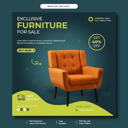 Premium PSD | Psd furniture banner template Premium PSD