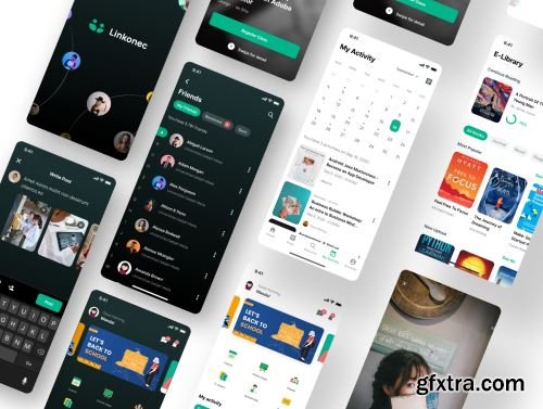 Linkonec Student Social Network & Online Class Mobile App Ui8.net