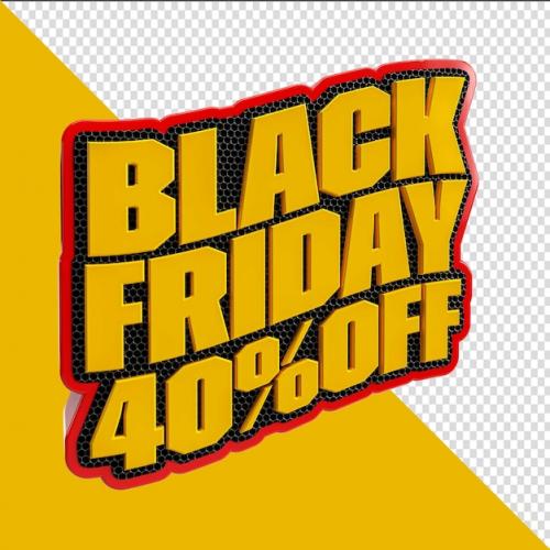 Premium PSD | Black friday offer stamp 40 3d render Premium PSD