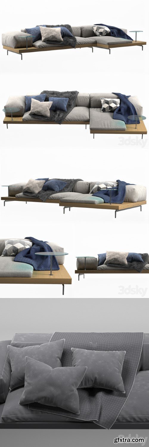 DOCK Sofa with chaise longue By B&B Italia