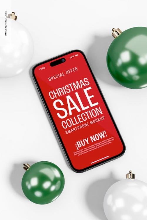 Premium PSD | Christmas smartphone mockup, top view Premium PSD