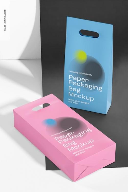 Premium PSD | Paper packaging bags mockup, standing and dropped Premium PSD