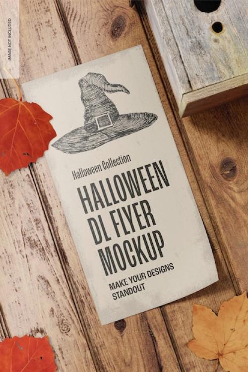 Premium PSD | Halloween dl flyer mockup, left view Premium PSD