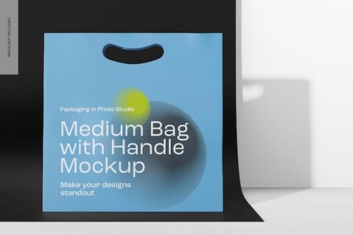 Premium PSD | Medium bag with handle mockup, front view Premium PSD