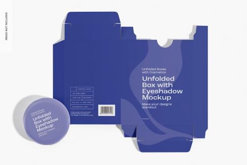 Premium PSD | Unfolded box with eyeshadow mockup, top view Premium PSD