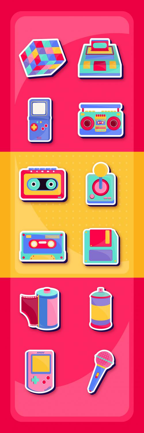 90's Retro Sticker Set 646565892