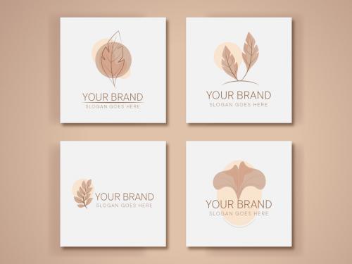 Logo Set with Plant Illustrations 646565859