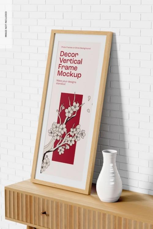 Premium PSD | Decor vertical frame mockup, right view Premium PSD