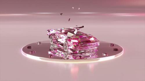 Videohive - Abstract Concept The Diamond Car is Automatically Assembled From Parts and Rotates on Glossy - 48099300 - 48099300