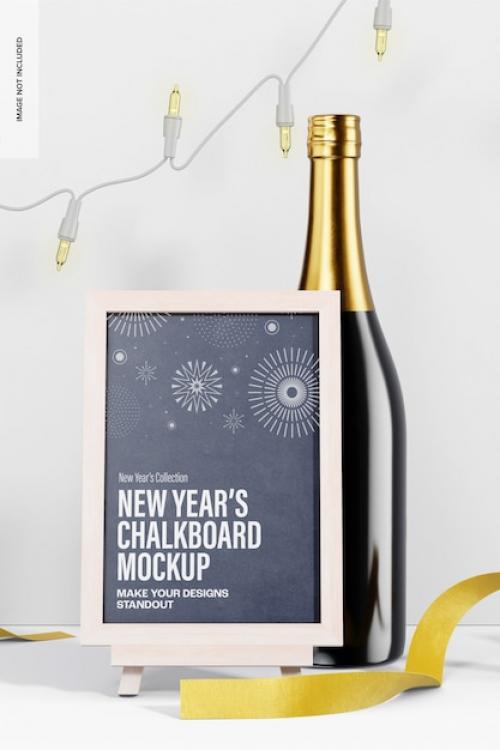 Premium PSD | New years chalkboard mockup, front view Premium PSD