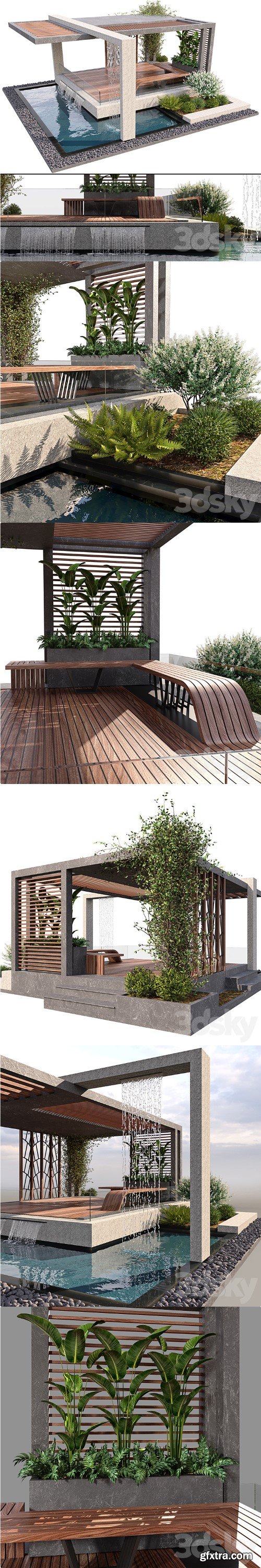 Pergola With Water & Plants