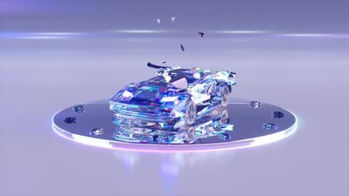 Videohive - Abstract Concept The Diamond Car is Automatically Assembled From Parts and Rotates on Glossy - 48099405 - 48099405