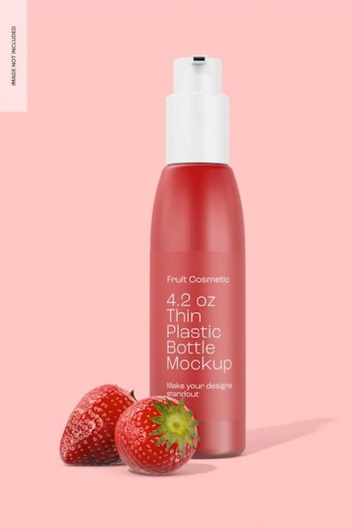 Premium PSD | 4.2 oz thin plastic bottle mockup Premium PSD