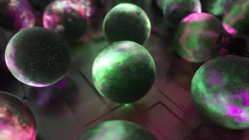 Videohive - Visualization of the Concept of Many Universes Outer Space Inside a Sphere Purple Green Neon Color - 48099471 - 48099471