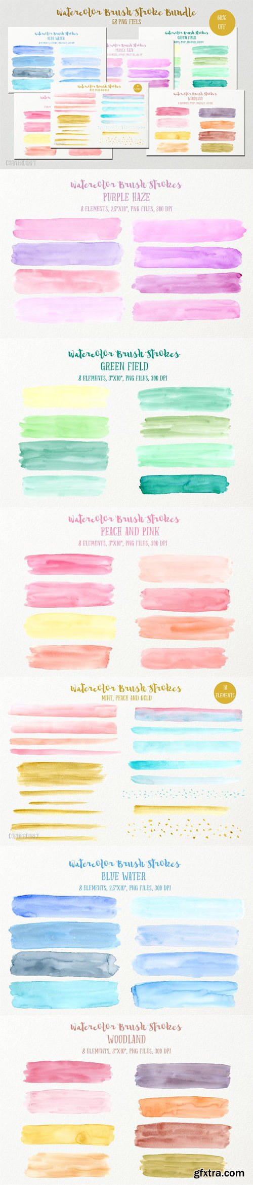 Watercolor Brush Stroke PNG Bundle [Re-Up]