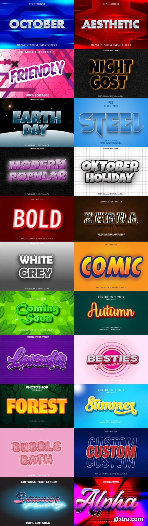 30+ Editable 3D Text Effects Pack for Photoshop & Illustrator