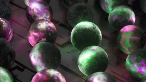 Videohive - Space Concept Universe is Inside a Ball Multiverse Green Purple Neon Color Many Space Objects 3D - 48099510 - 48099510