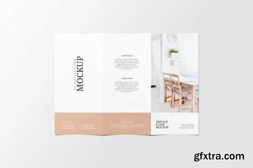 Portrait DL Trifold Flyer Mockup Top View 8L3FYYT