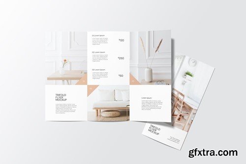 Portrait DL Trifold Flyer Mockup Top View 8L3FYYT