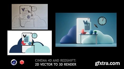 Cinema 4D and Redshift: 2D vector to 3D render