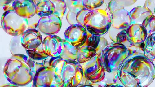 Videohive - Abstract Concept 3D Animation with Liquid Transparent Rainbow Bubbles Explosion and Flying on a - 48099585 - 48099585